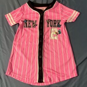 Chillipop Girls size 4 Pink Striped Baseball Jersey Pajama Nightgown Casual